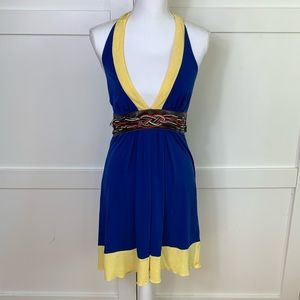 Halter dress with leather belts
